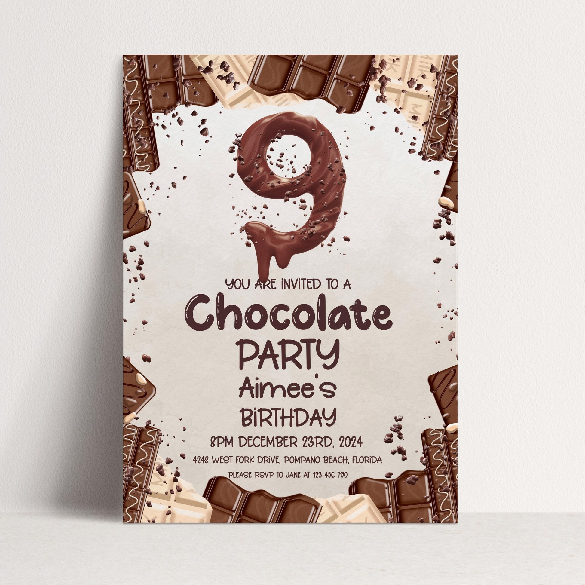 9th Chocolate Party Invitation Editable Instant Download Invite Template For Boy or For Girl Invite Printable Editable CH78