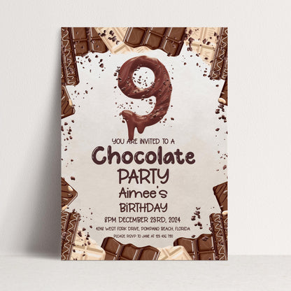 9th Chocolate Party Invitation Editable Instant Download Invite Template For Boy or For Girl Invite Printable Editable CH78