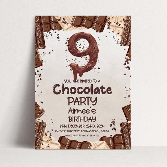 9th Chocolate Party Invitation Editable Instant Download Invite Template For Boy or For Girl Invite Printable Editable CH78