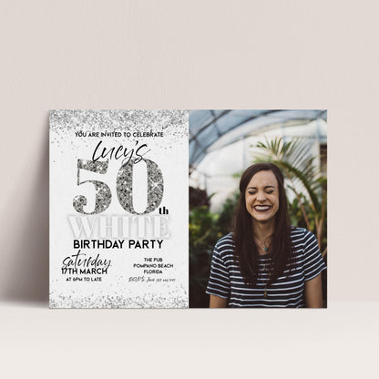 All White Party Invitation Template Add Your Photo Printable Template Bling Bling All White Birthday Editable Any Age Digital Download