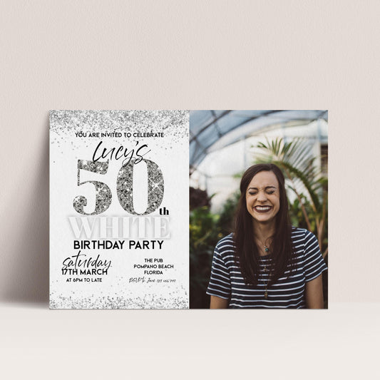 All White Party Invitation Template Add Your Photo Printable Template Bling Bling All White Birthday Editable Any Age Digital Download
