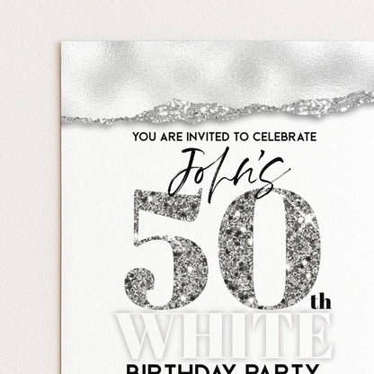 All White Party Invitation Bling Bling All White Birthday Bash All White Birthday Bash White Silver Glitter Party Editable to Any Age