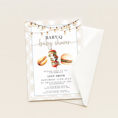 Baby-Q Baby Shower Invitation, BBQ Summer Party Invite (Editable Corjl)