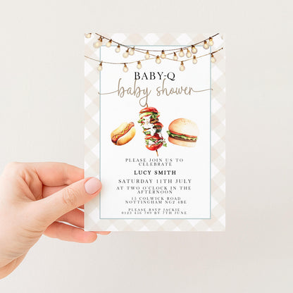 Baby-Q Baby Shower Invitation, BBQ Summer Party Invite (Editable Corjl)