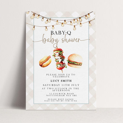 Baby-Q Baby Shower Invitation, BBQ Summer Party Invite (Editable Corjl)
