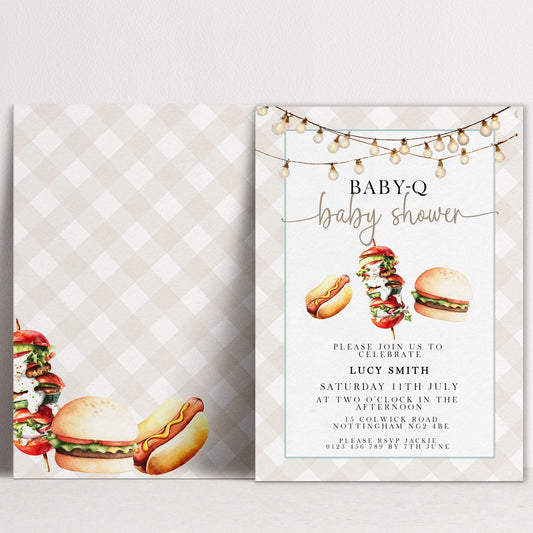 Baby-Q Baby Shower Invitation, BBQ Summer Party Invite (Editable Corjl)