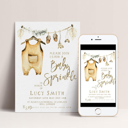 Baby Sprinkle Invitation Boho Neutral, Baby Shower Sprinkle Invite, Gender Neutral Baby Shower, Editable Template BH89