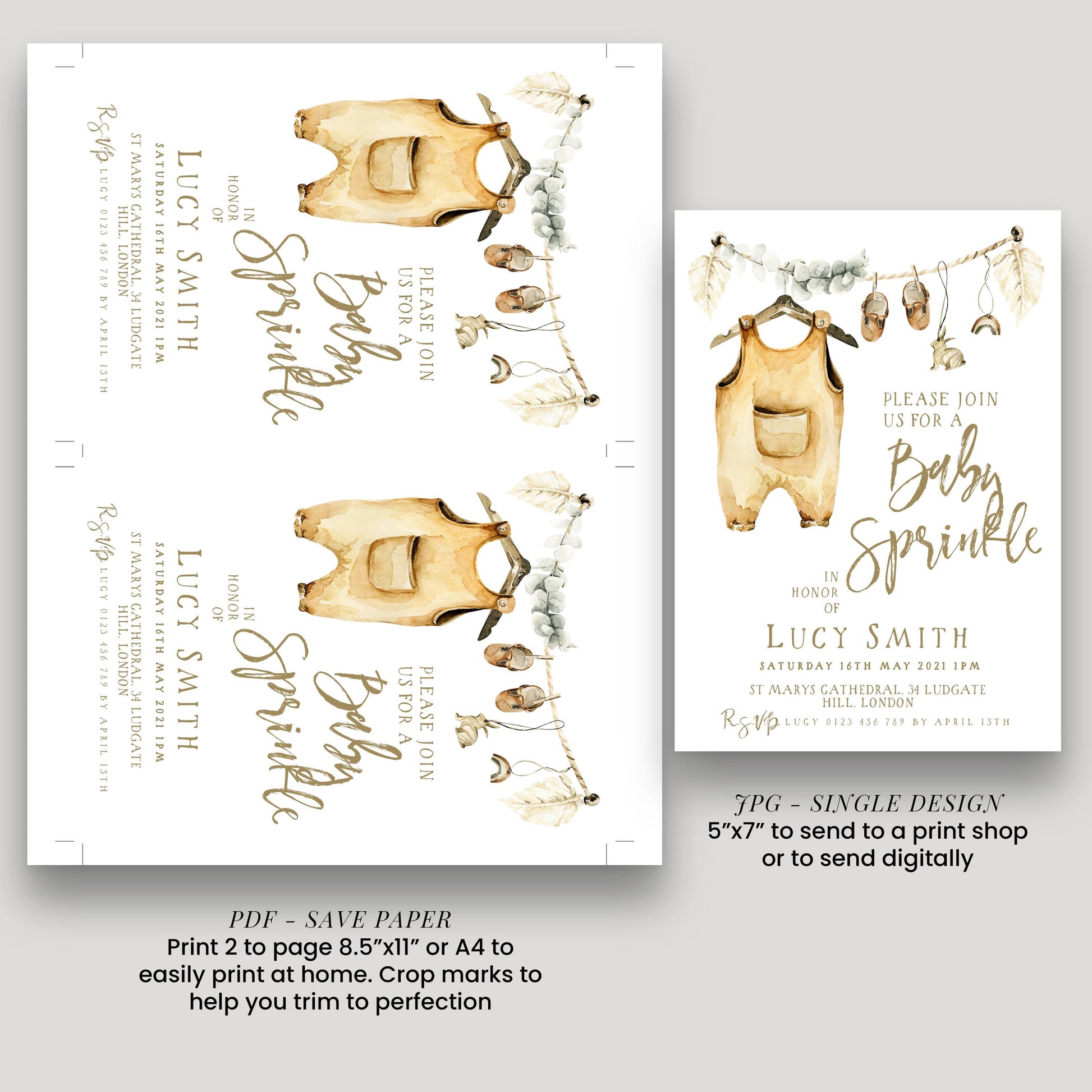 Baby Sprinkle Invitation Boho Neutral, Baby Shower Sprinkle Invite, Gender Neutral Baby Shower, Editable Template BH89
