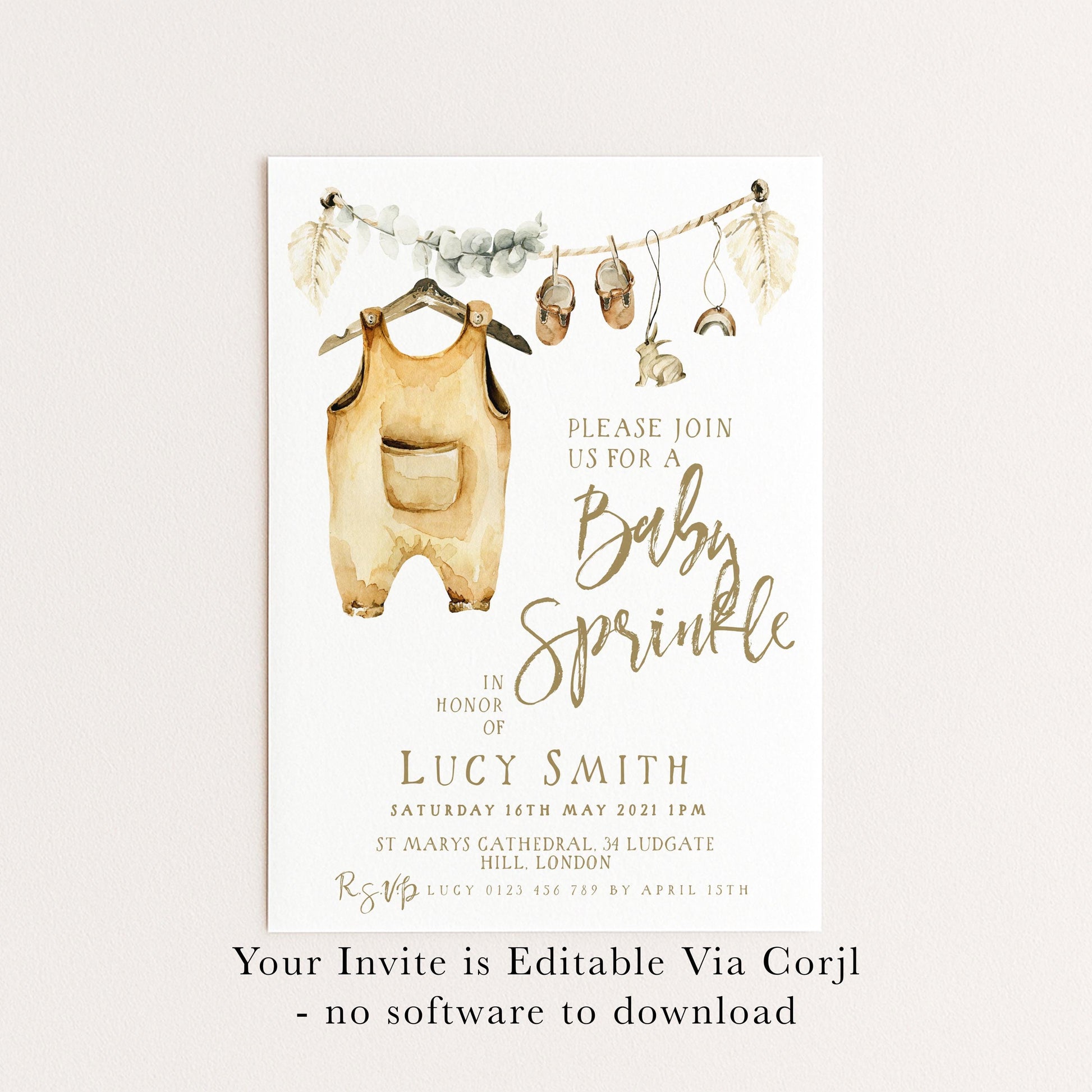 Baby Sprinkle Invitation Boho Neutral, Baby Shower Sprinkle Invite, Gender Neutral Baby Shower, Editable Template BH89
