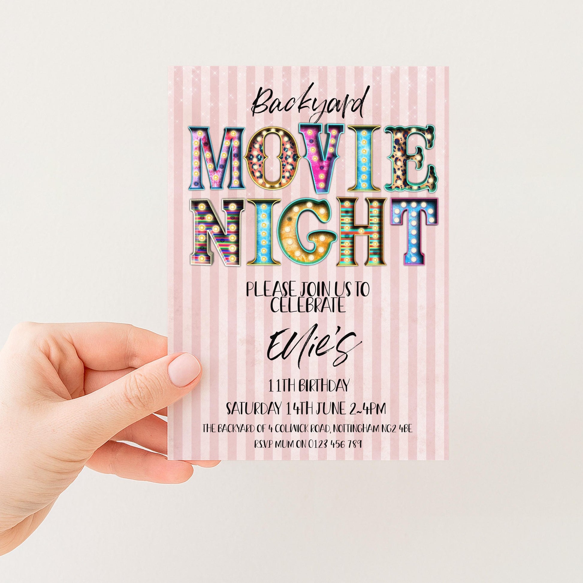 Backyard Movie Night Invitation: Outdoor Cinema Party, Editable Template (Digital Download)