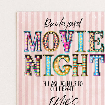 Backyard Movie Night Invitation: Outdoor Cinema Party, Editable Template (Digital Download)