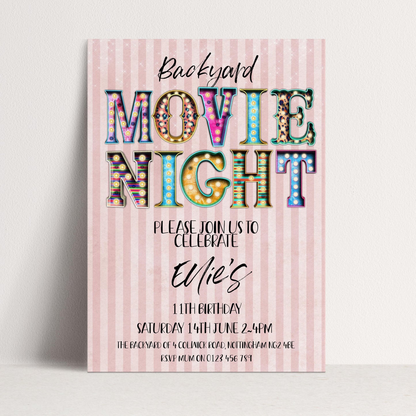 Backyard Movie Night Invitation: Outdoor Cinema Party, Editable Template (Digital Download)