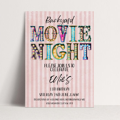 Backyard Movie Night Invitation: Outdoor Cinema Party, Editable Template (Digital Download)