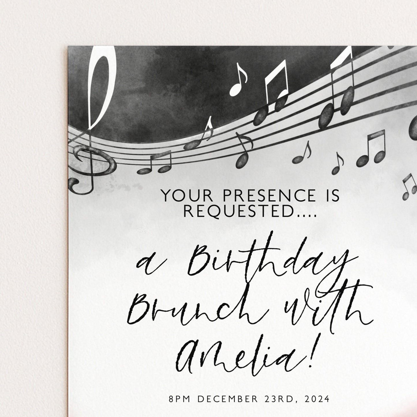 Birthday Brunch Invitation Music Notes Piano Keys Editable Printable Invitation Instant Download Editable Template Corjl