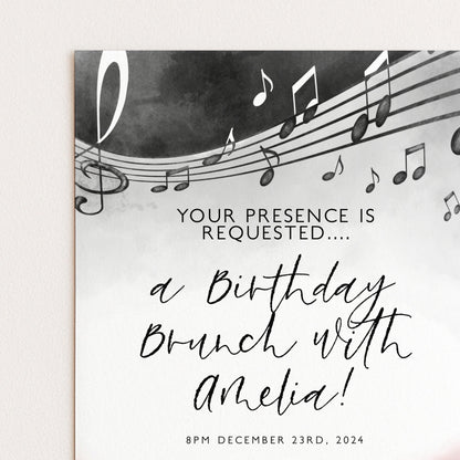 Birthday Brunch Invitation Music Notes Piano Keys Editable Printable Invitation Instant Download Editable Template Corjl
