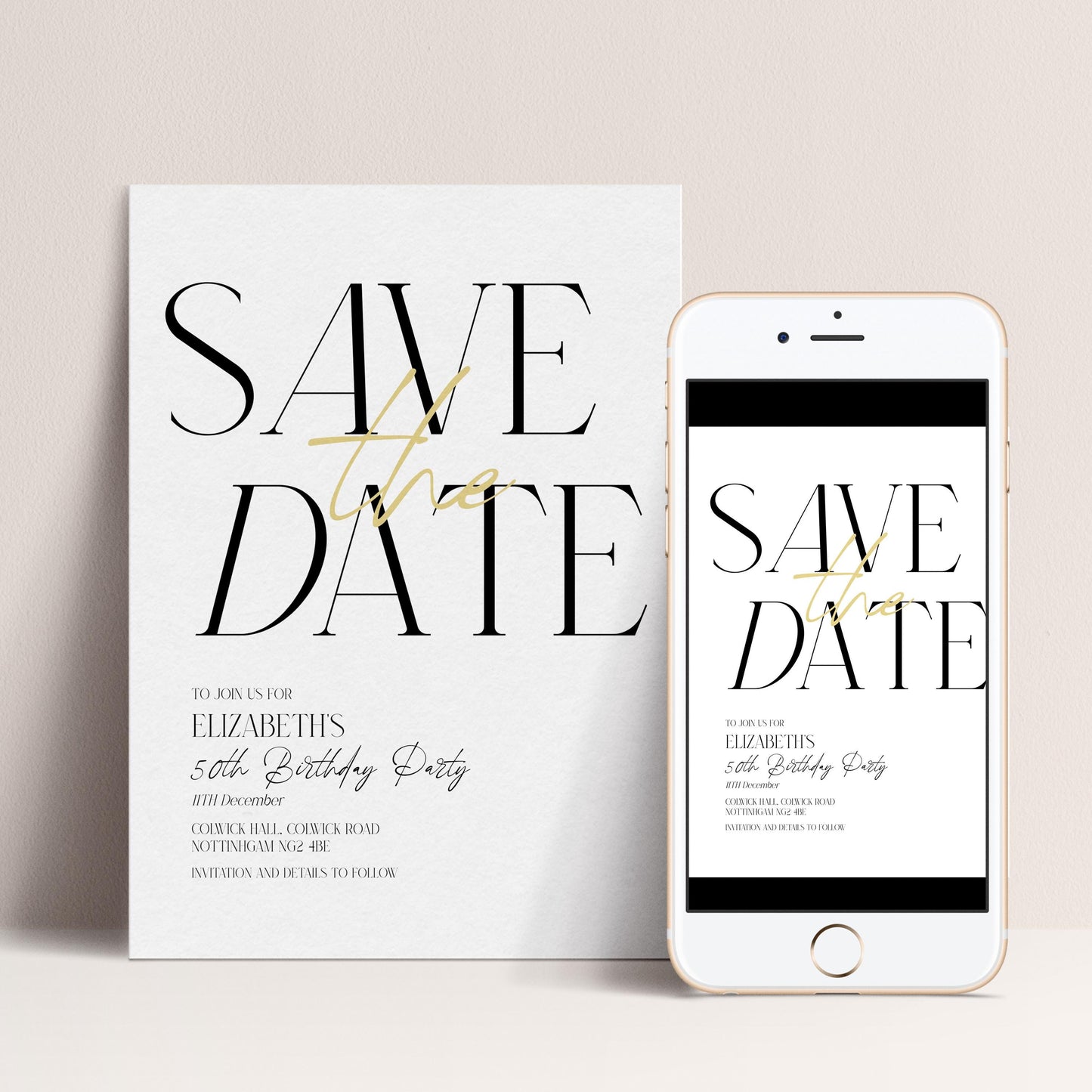 Editable Birthday Save the Date Invitation, Minimalist Party Invite, Editable Template Printable Digital Download
