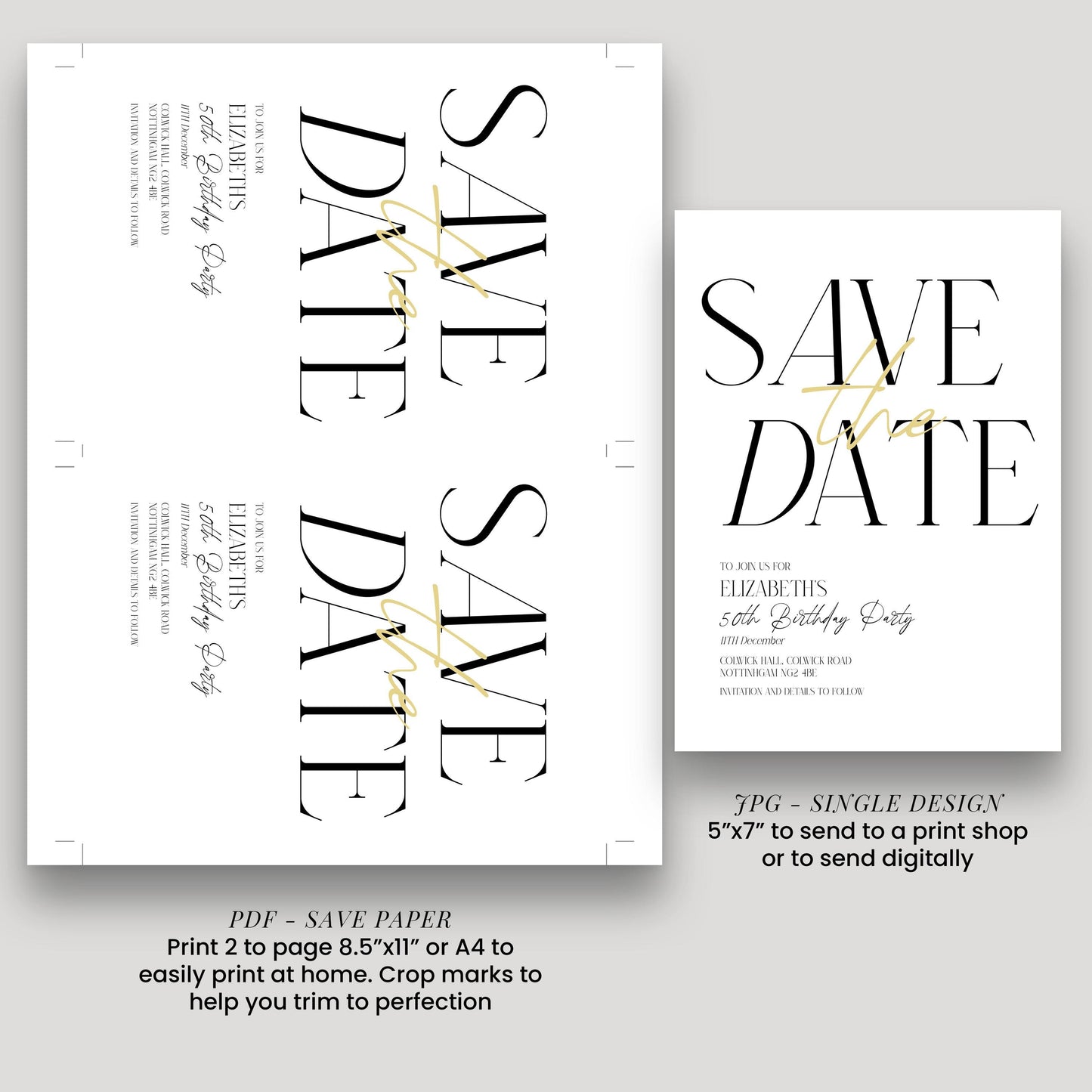 Editable Birthday Save the Date Invitation, Minimalist Party Invite, Editable Template Printable Digital Download
