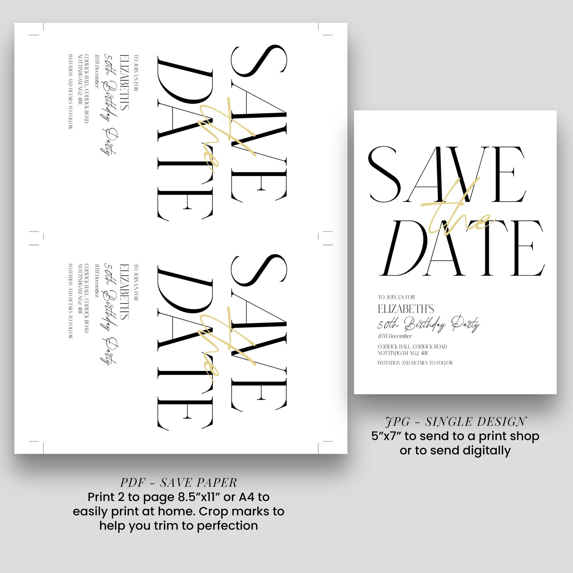 Editable Birthday Save the Date Invitation, Minimalist Party Invite, Editable Template Printable Digital Download