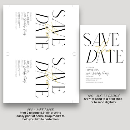Editable Birthday Save the Date Invitation, Minimalist Party Invite, Editable Template Printable Digital Download