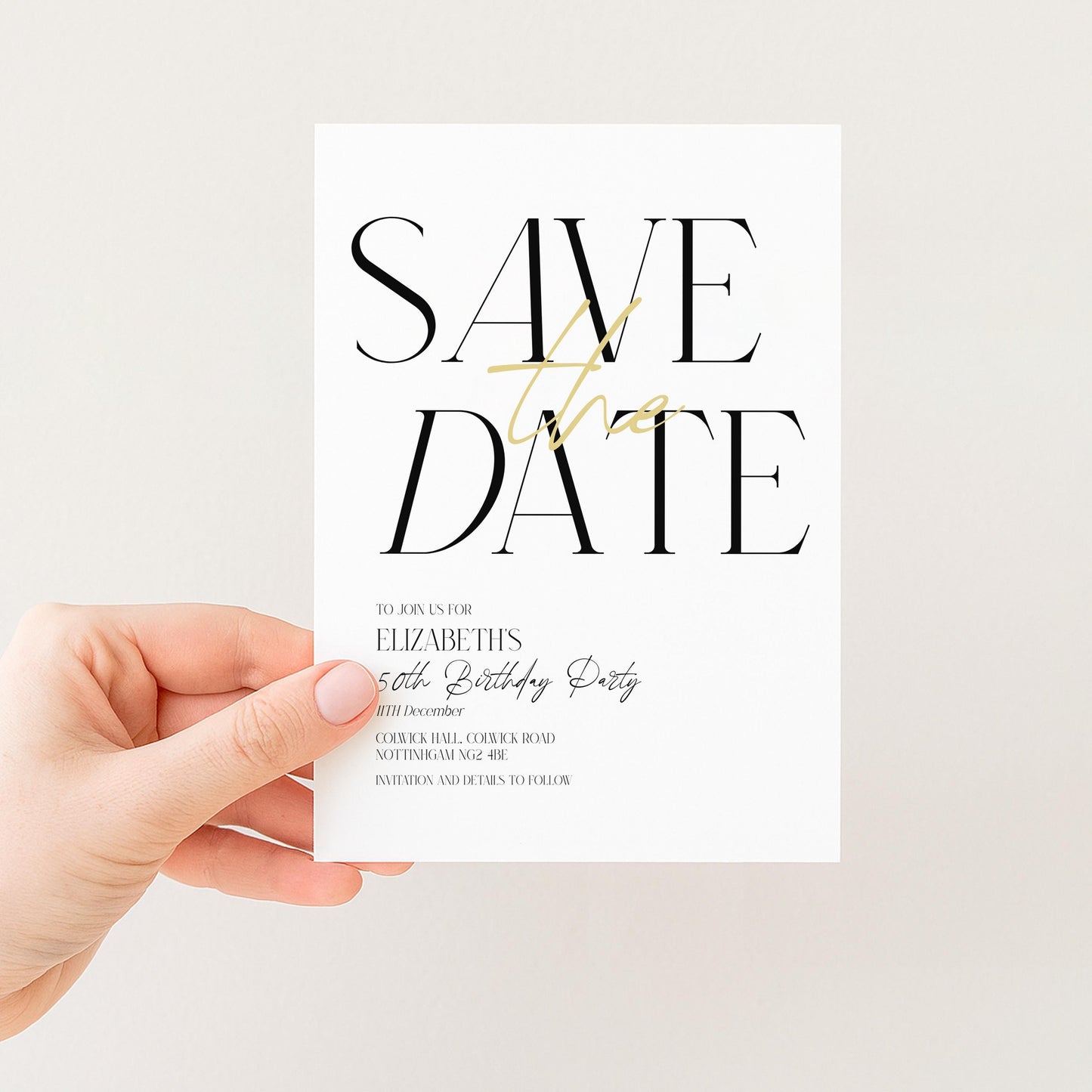 Editable Birthday Save the Date Invitation, Minimalist Party Invite, Editable Template Printable Digital Download