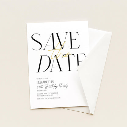 Editable Birthday Save the Date Invitation, Minimalist Party Invite, Editable Template Printable Digital Download