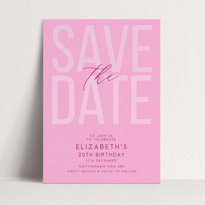 Editable Birthday Save the Date, Editable Pink Women's Adult Invitation Template, Save the Date Printable Template