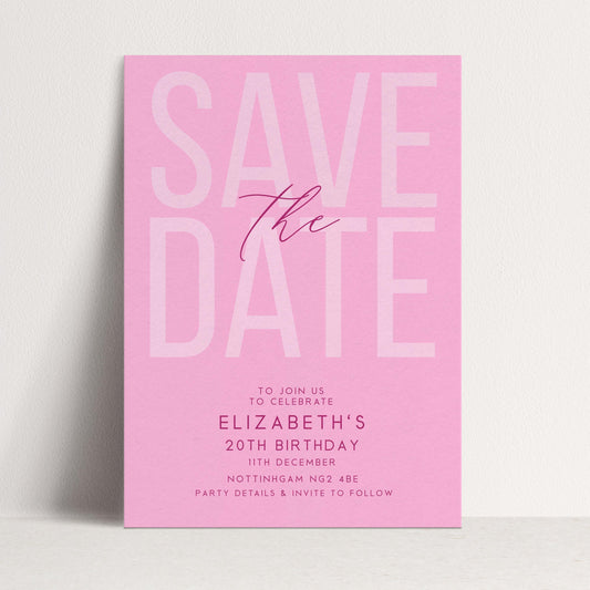 Editable Birthday Save the Date, Editable Pink Women's Adult Invitation Template, Save the Date Printable Template