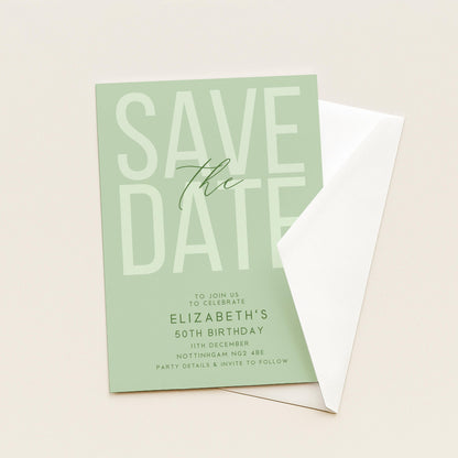 Editable Birthday Save the Date, Editable Unisex Sage Adult Invitation Template, Save the Date Printable Template