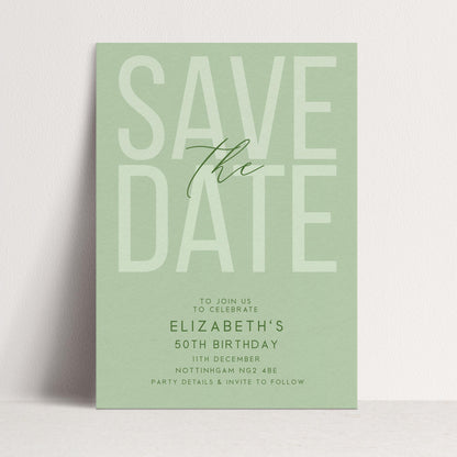Editable Birthday Save the Date, Editable Unisex Sage Adult Invitation Template, Save the Date Printable Template