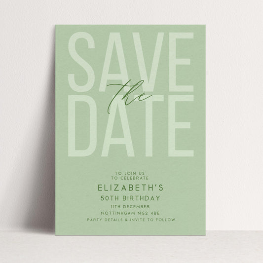 Editable Birthday Save the Date, Editable Unisex Sage Adult Invitation Template, Save the Date Printable Template