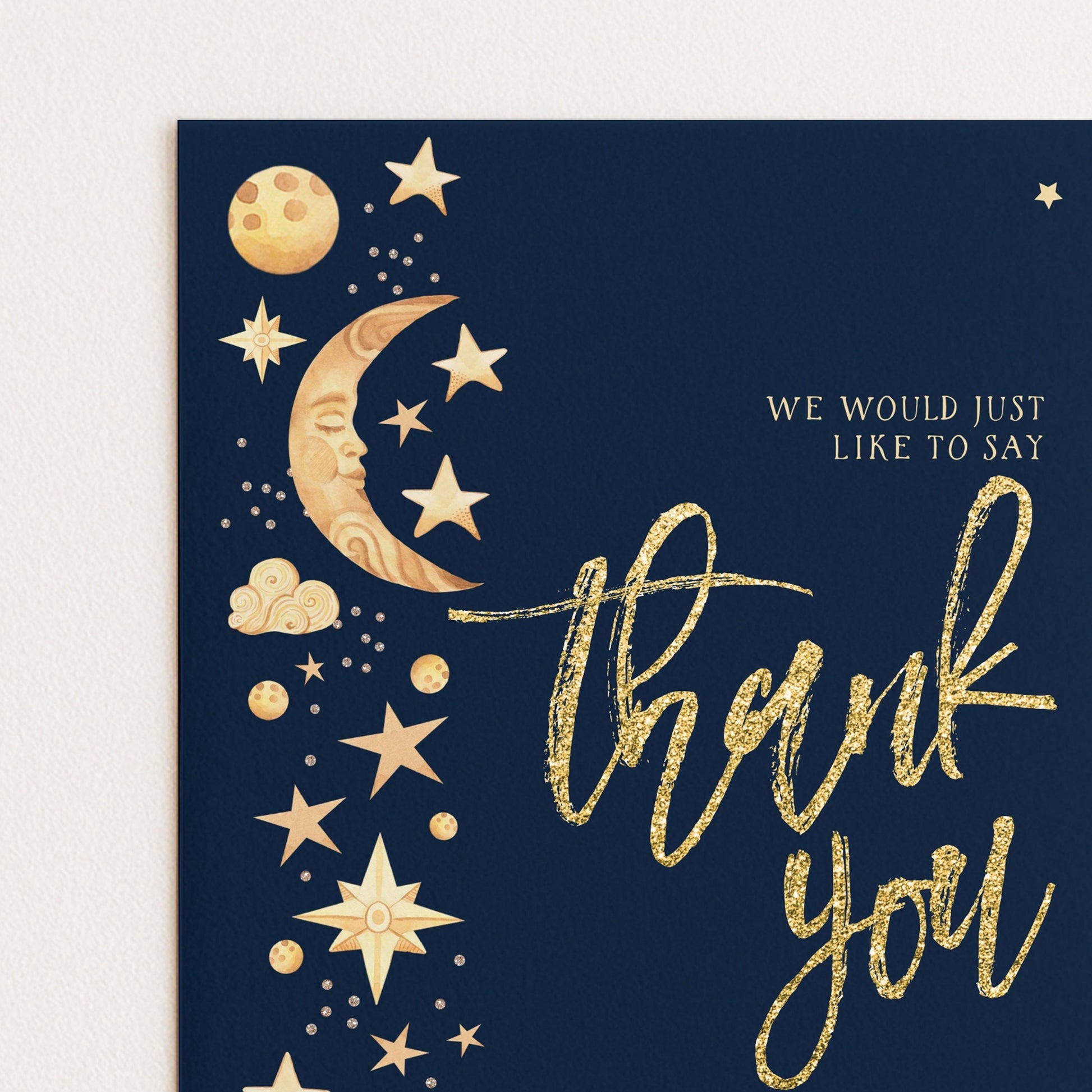 Birthday Thank You Card Celestial, Star Moon Thank You Card, Party Thank You Printable, Editable Template CL09