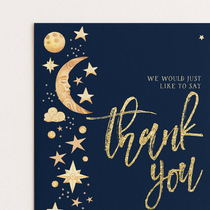 Birthday Thank You Card Celestial, Star Moon Thank You Card, Party Thank You Printable, Editable Template CL09