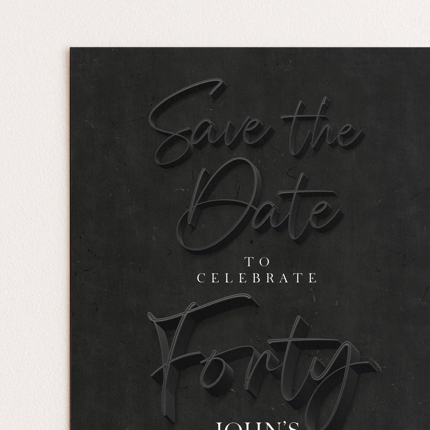 Black 40th Birthday Save the Date | Modern Minimalist Design | Editable Template | Customizable Card | Instant Download SE19