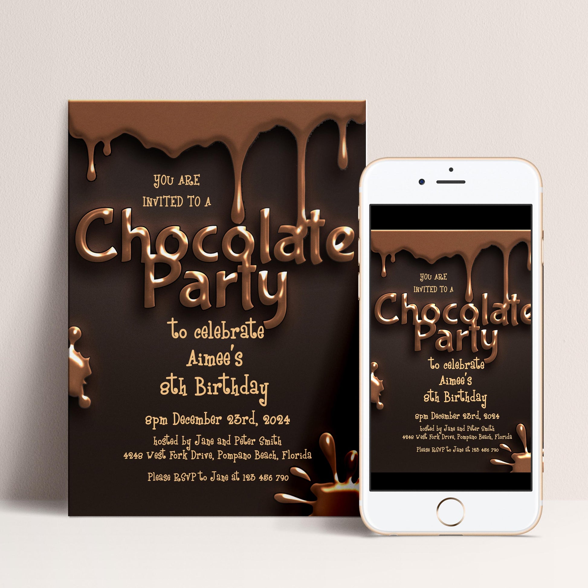 Chocolate Party Invitation Chocolate Desserts Birthday Invitations Dessert Party Chocolate Desserts Sweets Invite Printable Editable