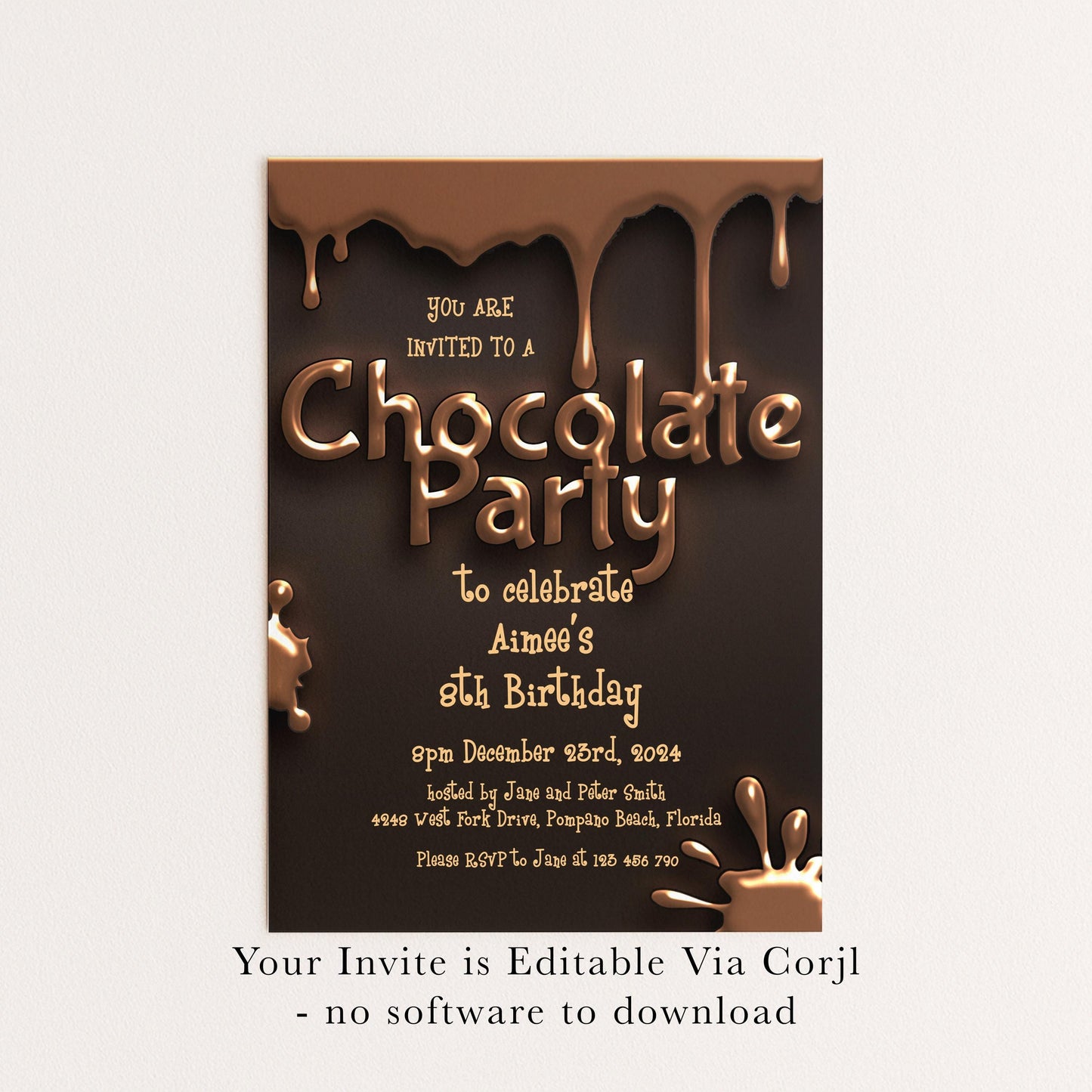Chocolate Party Invitation Chocolate Desserts Birthday Invitations Dessert Party Chocolate Desserts Sweets Invite Printable Editable