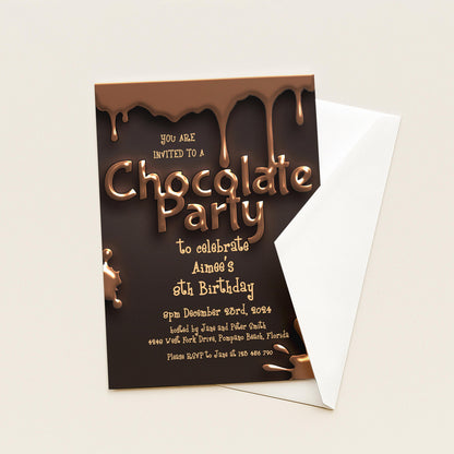 Chocolate Party Invitation Chocolate Desserts Birthday Invitations Dessert Party Chocolate Desserts Sweets Invite Printable Editable
