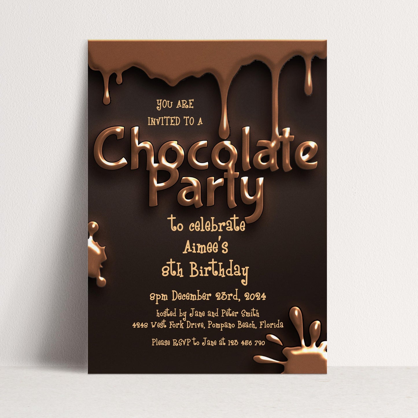 Chocolate Party Invitation Chocolate Desserts Birthday Invitations Dessert Party Chocolate Desserts Sweets Invite Printable Editable