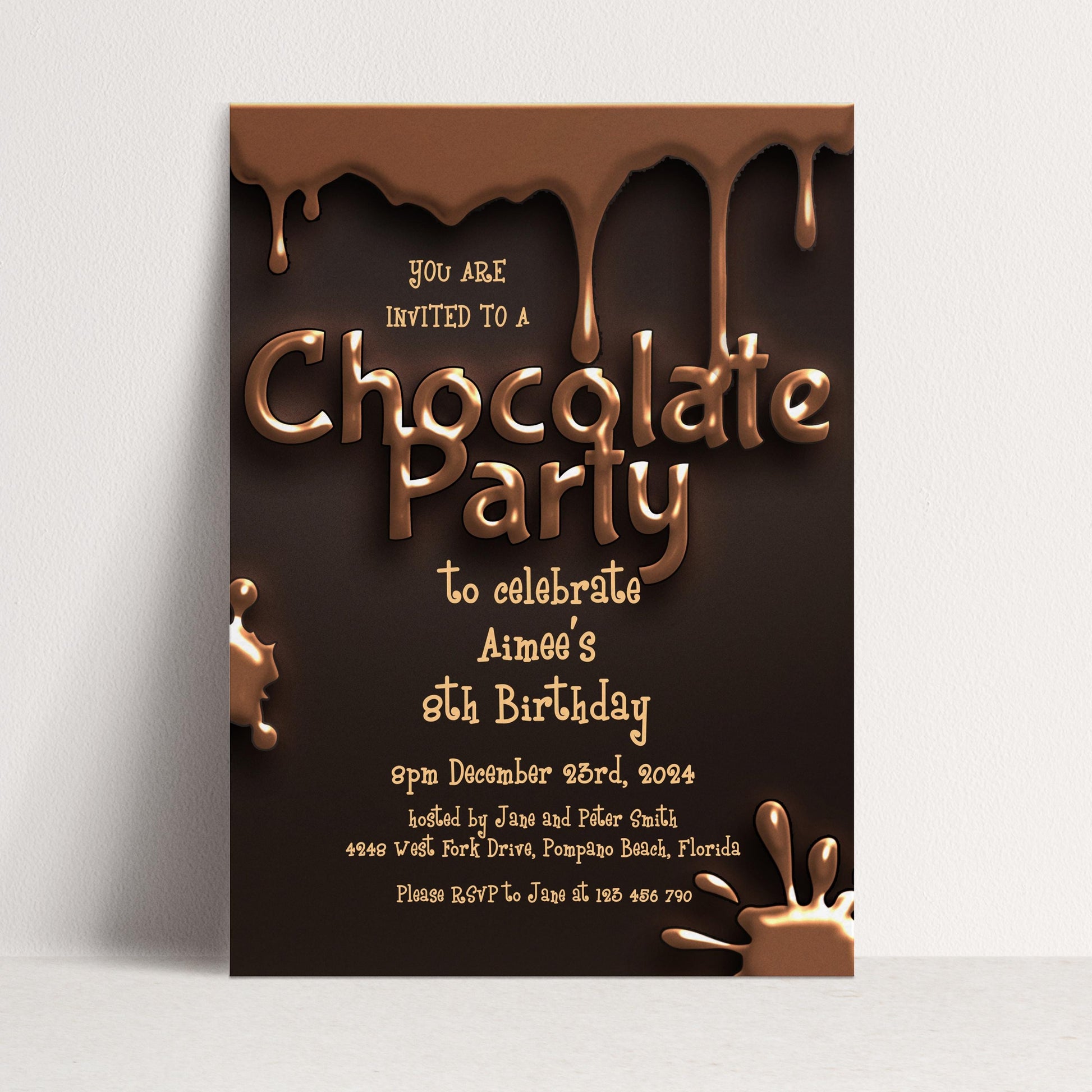 Chocolate Party Invitation Chocolate Desserts Birthday Invitations Dessert Party Chocolate Desserts Sweets Invite Printable Editable