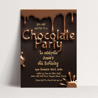 Chocolate Party Invitation Chocolate Desserts Birthday Invitations Dessert Party Chocolate Desserts Sweets Invite Printable Editable
