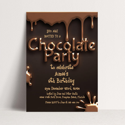 Chocolate Party Invitation Chocolate Desserts Birthday Invitations Dessert Party Chocolate Desserts Sweets Invite Printable Editable
