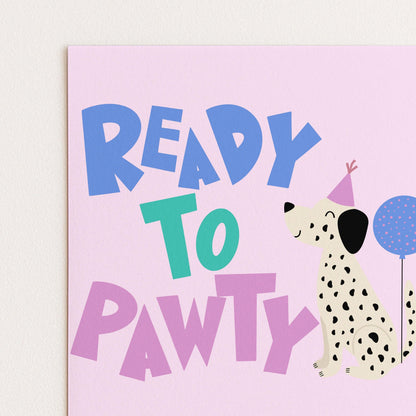 Editable Dog Birthday Invitation, Ready to Pawty Invite, Dalmatian Puppy Party Card, Girls Printable Birthday Template, Any Age, Corjl