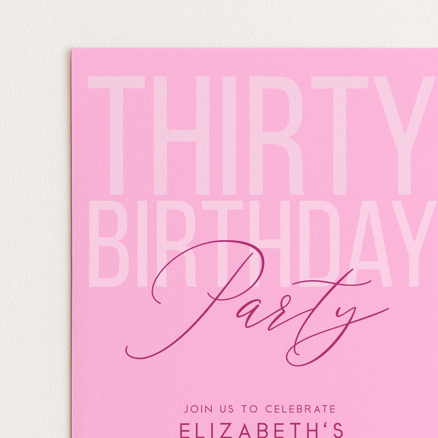 Editable 30th Birthday Invitation, Editable Pink Thirty Party Invite, Women's Adult Invitation Template, 30th Birthday Printable Template