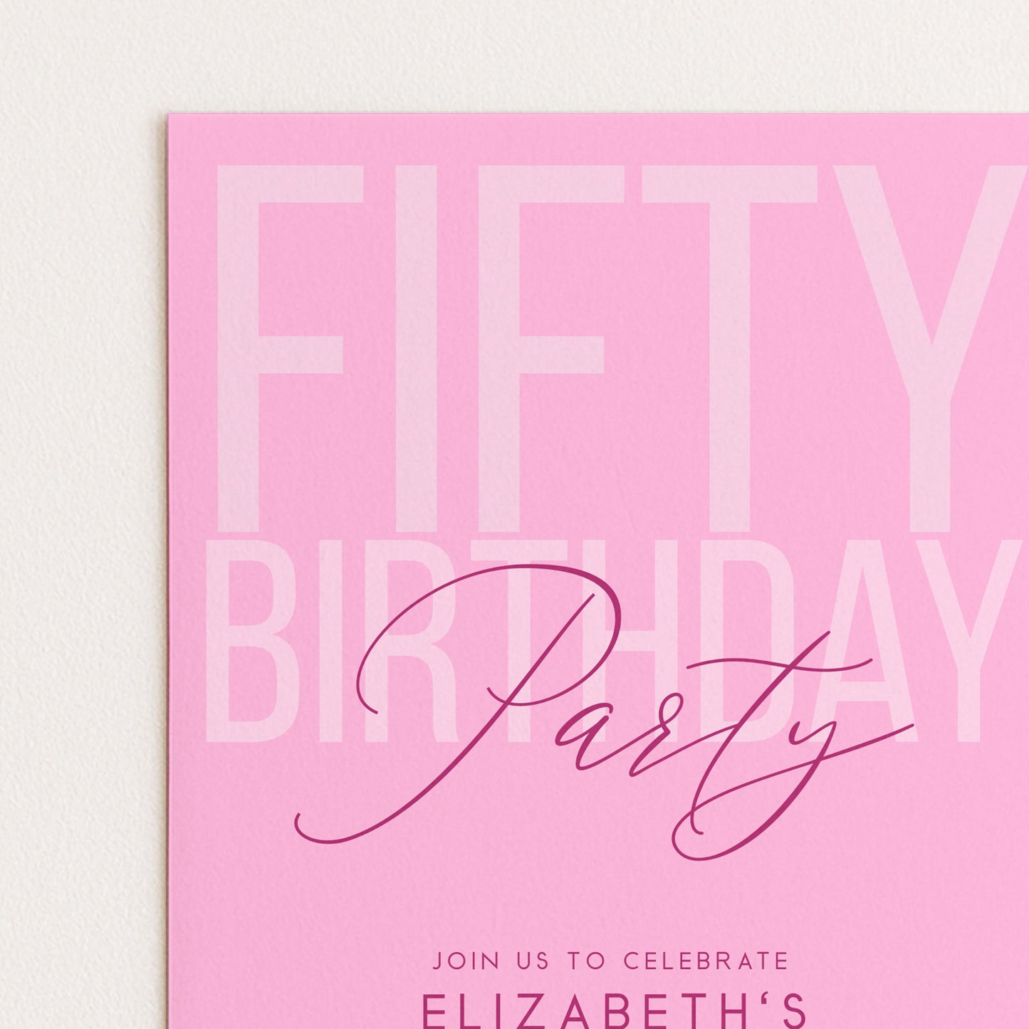 Editable 50th Birthday Invitation, Editable Pink Fifty Party Invite, Women's Adult Invitation Template, 50th Birthday Printable Template