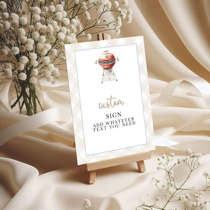Editable BBQ Grill Party Sign: Red Barbecue Decor, Printable