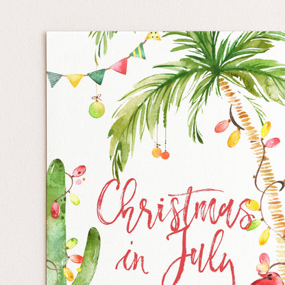 Editable Christmas In July Party Invitation Editable Template Holiday invitation Tropical Christmas Scene Printable Instant Download