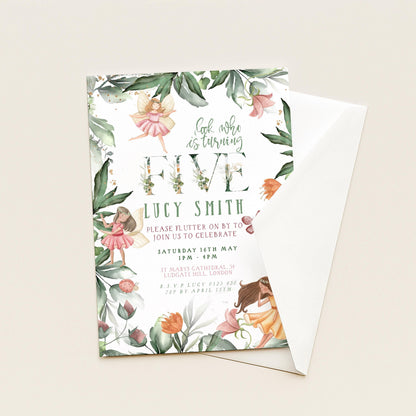 Editable Fairy Birthday Invitation, 5th Birthday Party Template FY25