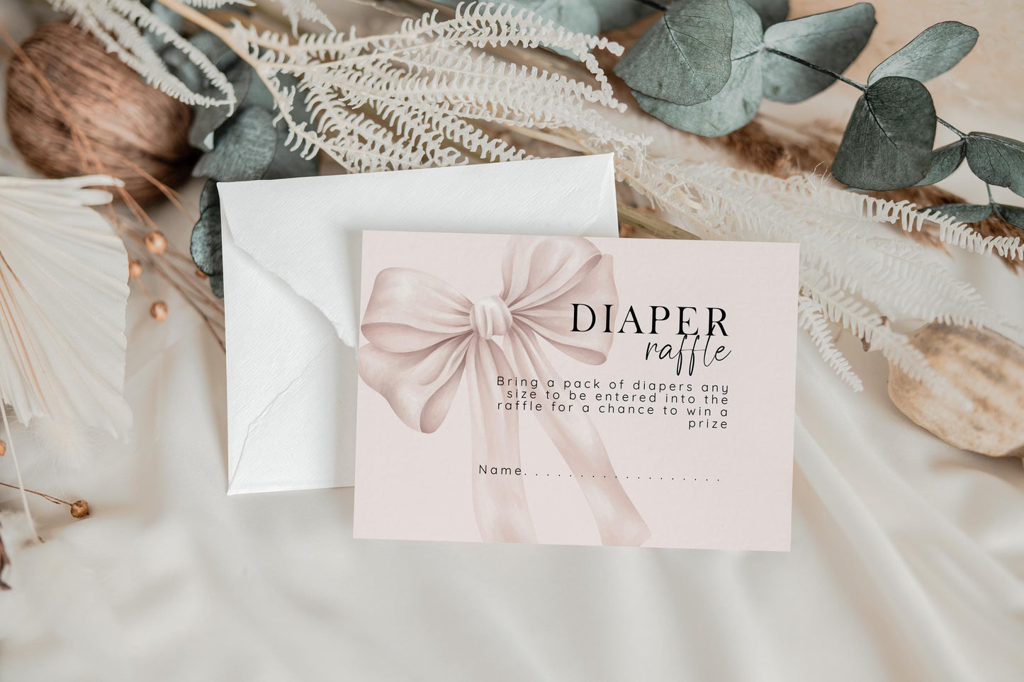 Elegant Pink Bow Baby Shower Bundle, Corjl Editable Template Set, Baby Girl Invite Inserts, Diaper Raffle, Books for Baby, Thank You P21