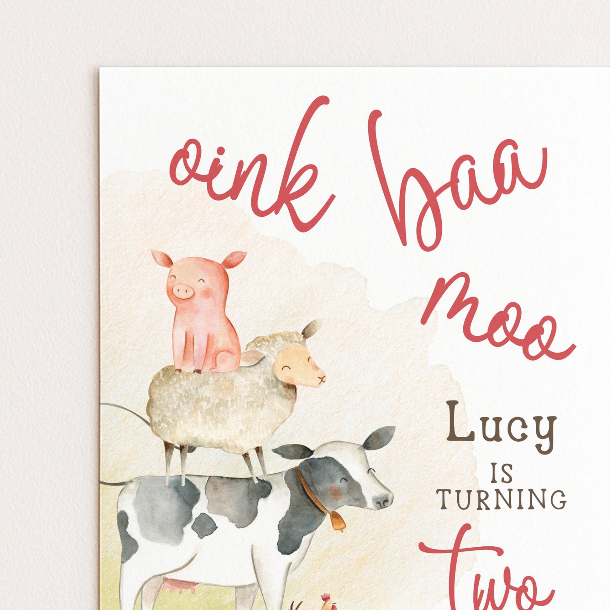 Farm Birthday Invitation 2nd Birthday, Barnyard Party Invite, Farm Animal Birthday Invite, Editable Template FM56