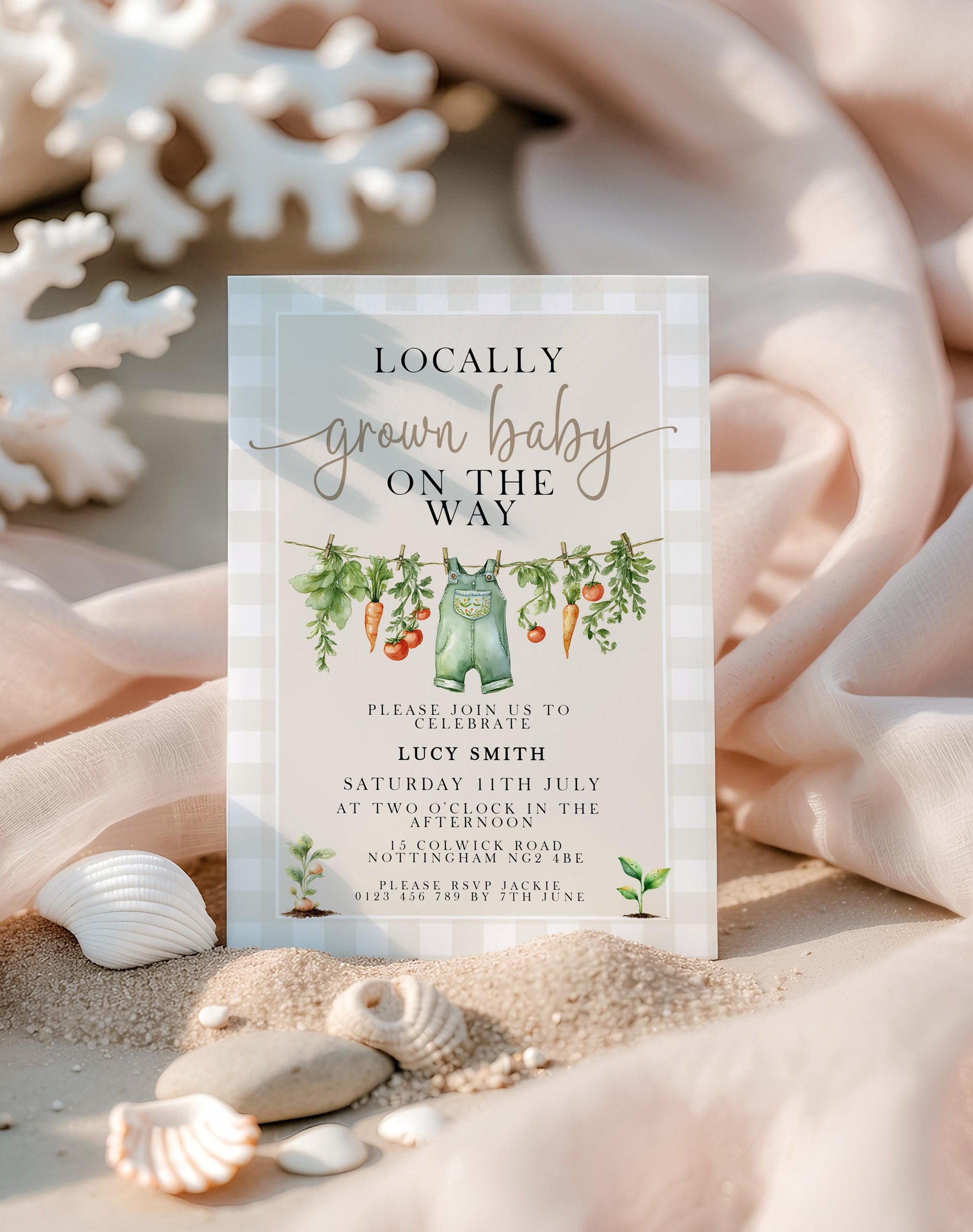 Farm Veggie Baby Shower Invitation Bundle, Corjl Editable Template