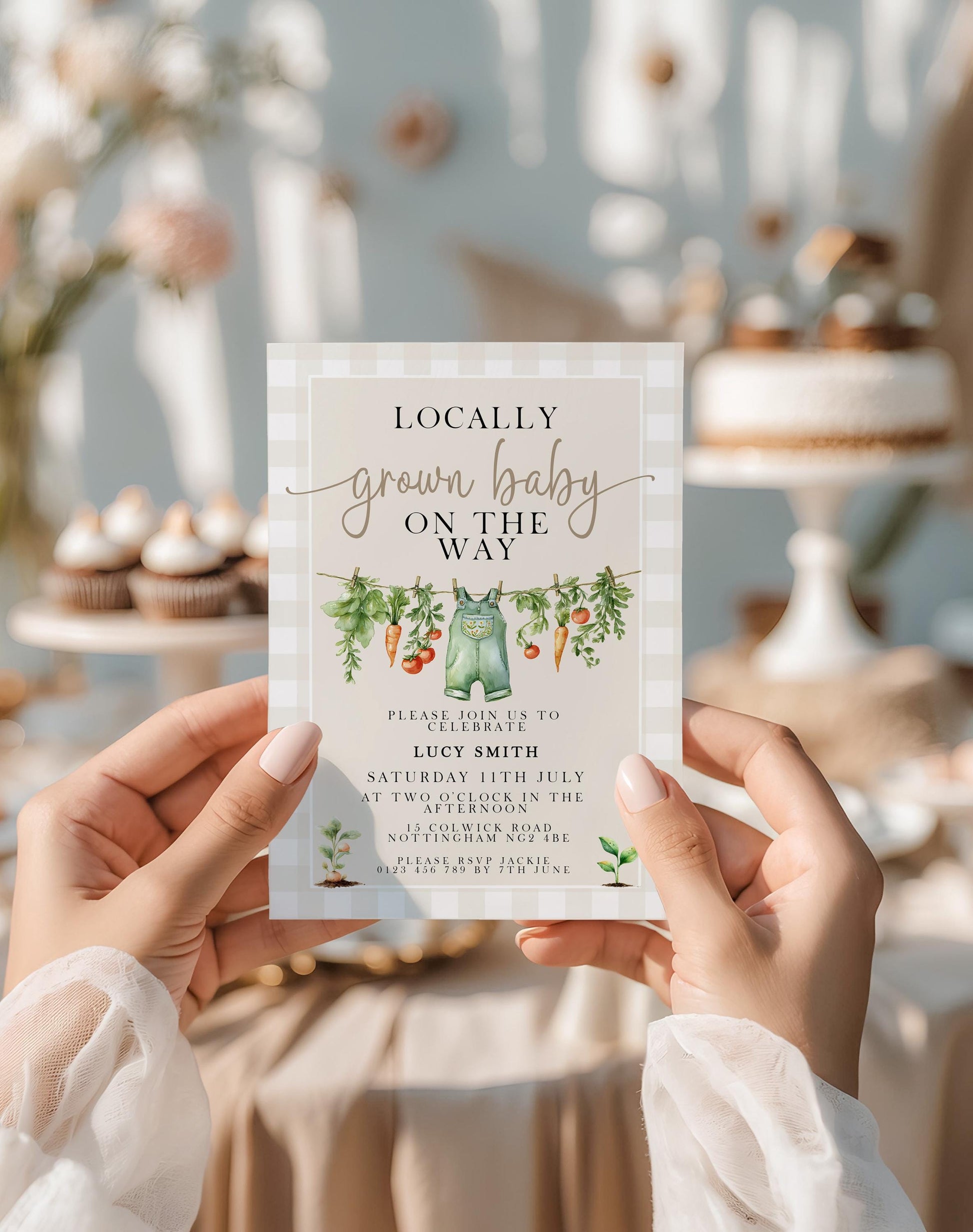 Farm Veggie Baby Shower Invitation Bundle, Corjl Editable Template